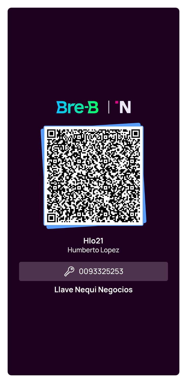 Código QR Bre-B Humberto López
