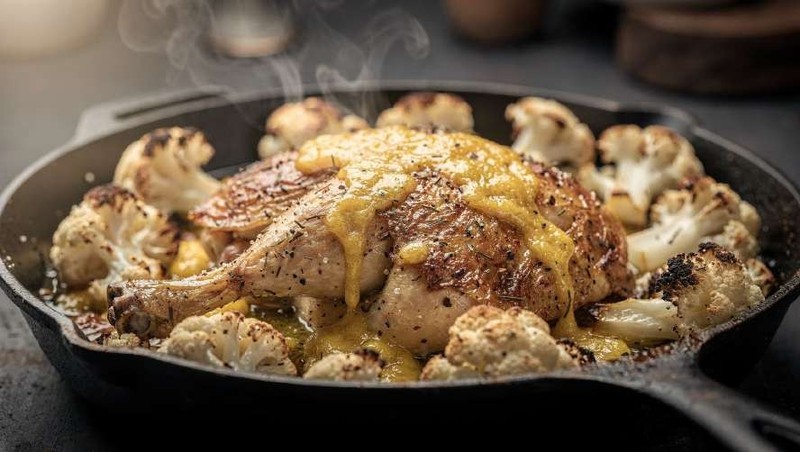 Pollo con Coliflor Gratinada
